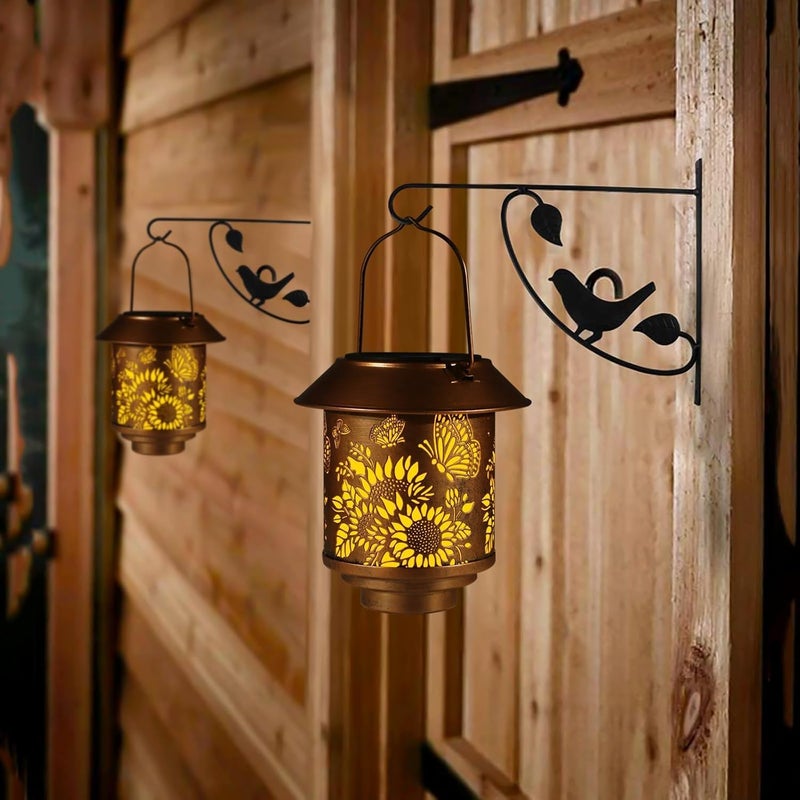 Doogarden Solar Lantern Outdoor Hanging Sunflower Lights Gifts for Women Mom Metal Garden Decor Outside Waterproof LED Lanterns for Patio(Butterfly) - Image 3